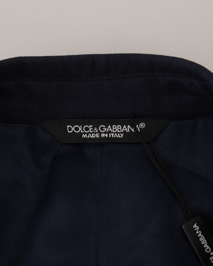 Dolce & Gabbana Blue Wool Slim Fit Formal Coat Blazer
