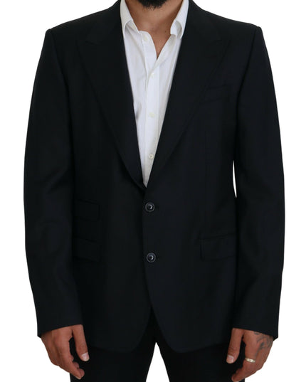 Dolce & Gabbana Dark Blue Wool Formal Sicilia Blazer
