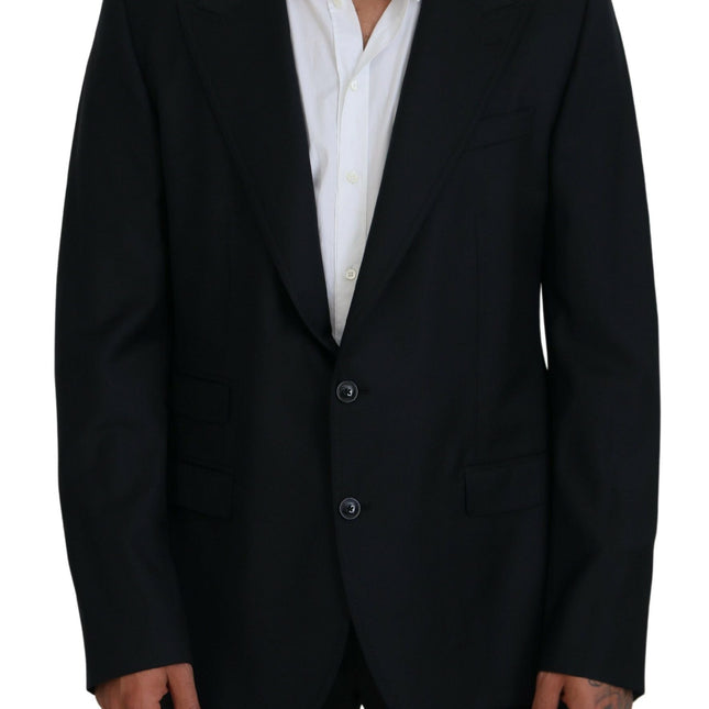 Dolce & Gabbana Dark Blue Wool Formal Sicilia Blazer