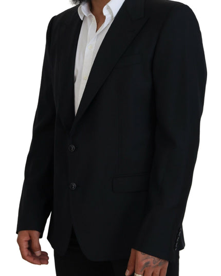 Dolce & Gabbana Dark Blue Wool Formal Sicilia Blazer