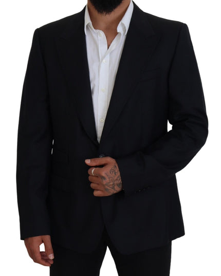 Dolce & Gabbana Dark Blue Wool Formal Sicilia Blazer