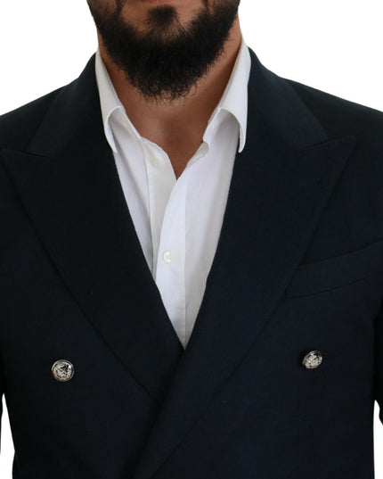 Dolce & Gabbana Blue Double Breasted Formal Coat Blazer