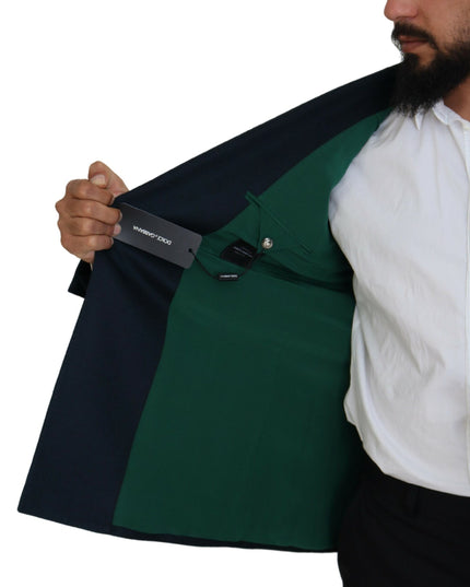 Dolce & Gabbana Blue Double Breasted Formal Coat Blazer