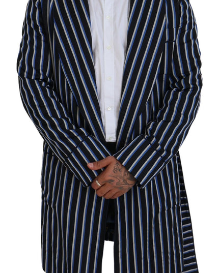 Dolce & Gabbana Black Blue Martini Printed Lining Robe