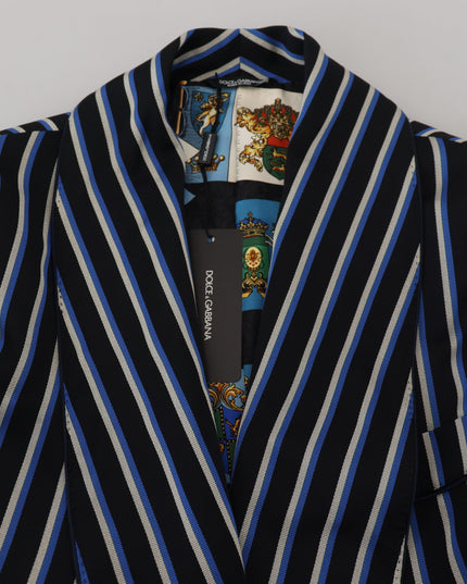 Dolce & Gabbana Black Blue Martini Printed Lining Robe