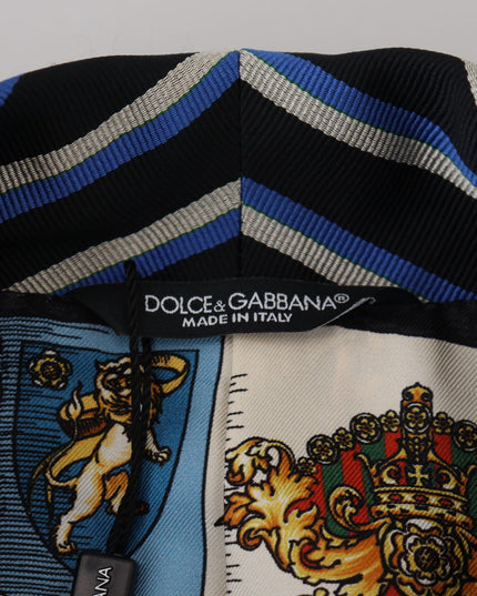 Dolce & Gabbana Black Blue Martini Printed Lining Robe