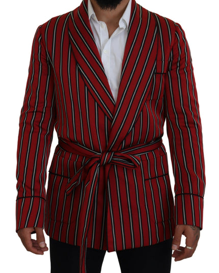 Dolce & Gabbana Red Striped Martini Printed Lining Robe