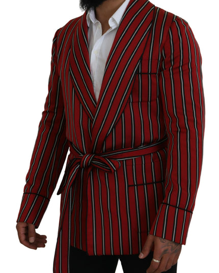 Dolce & Gabbana Red Striped Martini Printed Lining Robe