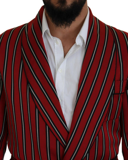 Dolce & Gabbana Red Striped Martini Printed Lining Robe