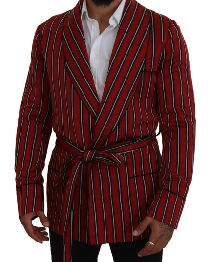 Dolce & Gabbana Red Striped Martini Printed Lining Robe