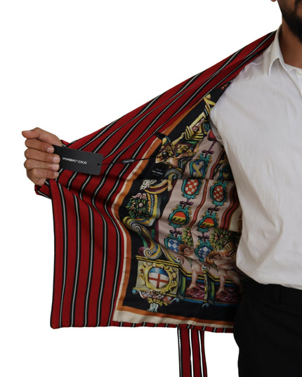 Dolce & Gabbana Red Striped Martini Printed Lining Robe