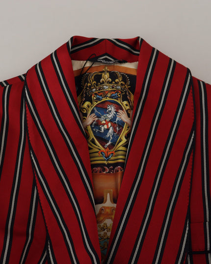 Dolce & Gabbana Red Striped Martini Printed Lining Robe