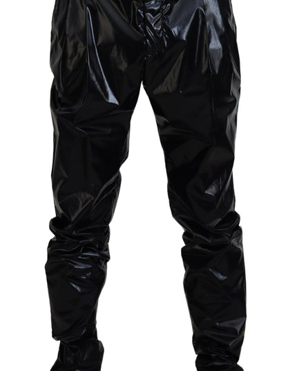 Dolce & Gabbana Black Shining Nylon Skinny Men Pants