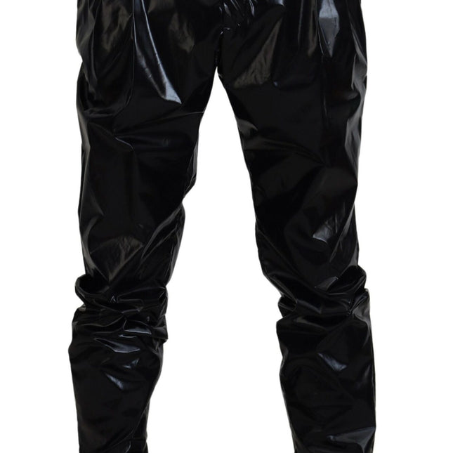 Dolce & Gabbana Black Shining Nylon Skinny Men Pants