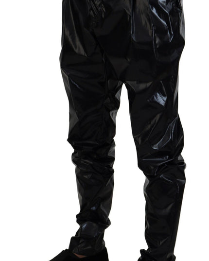 Dolce & Gabbana Black Shining Nylon Skinny Men Pants
