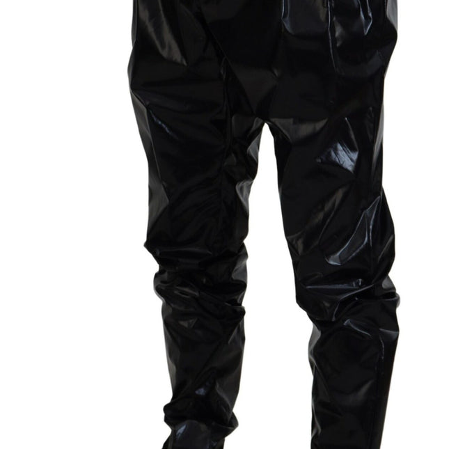 Dolce & Gabbana Black Shining Nylon Skinny Men Pants