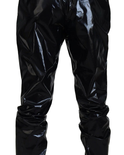 Dolce & Gabbana Black Shining Nylon Skinny Men Pants