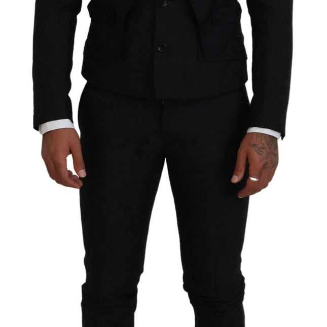 Dolce & Gabbana Black Polyester Men 2 Piece MARTINI Suit