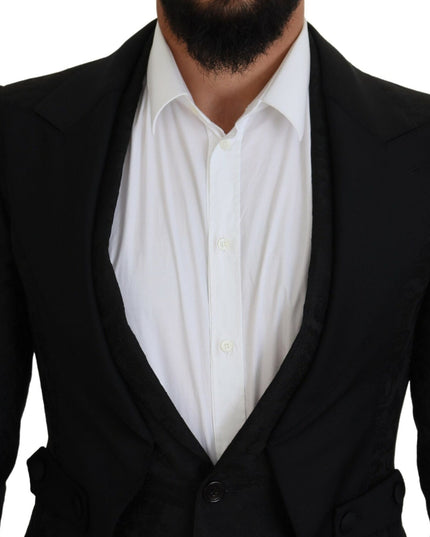 Dolce & Gabbana Black Polyester Men 2 Piece MARTINI Suit