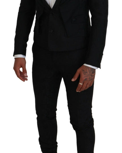 Dolce & Gabbana Black Polyester Men 2 Piece MARTINI Suit