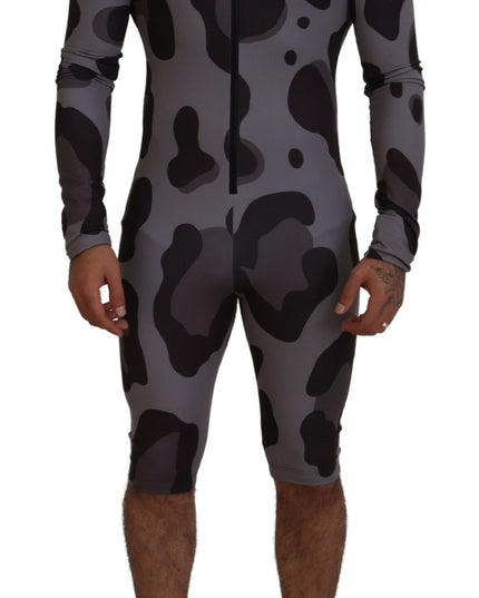 Dolce & Gabbana Gray Patterned Polyester Wetsuit Swimwear