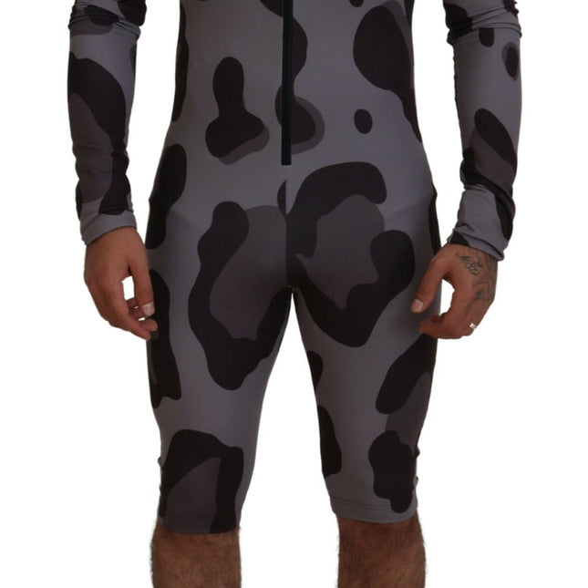 Dolce & Gabbana Gray Patterned Polyester Wetsuit Swimwear