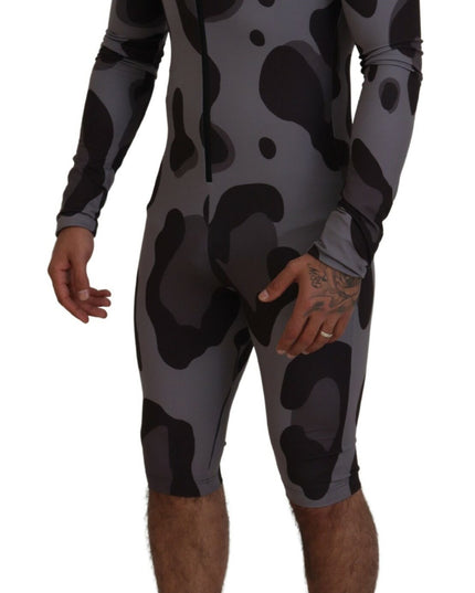 Dolce & Gabbana Gray Patterned Polyester Wetsuit Swimwear