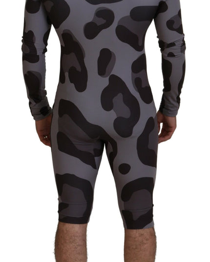 Dolce & Gabbana Gray Patterned Polyester Wetsuit Swimwear