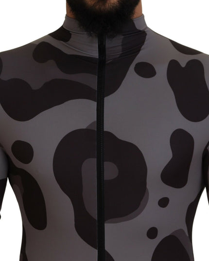 Dolce & Gabbana Gray Patterned Polyester Wetsuit Swimwear