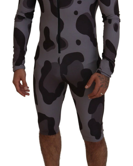 Dolce & Gabbana Gray Patterned Polyester Wetsuit Swimwear