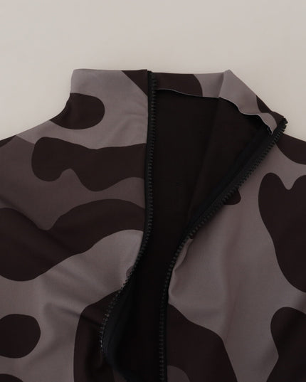 Dolce & Gabbana Gray Patterned Polyester Wetsuit Swimwear
