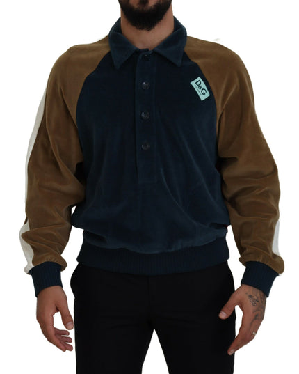 Dolce & Gabbana Multicolor Cotton Collared Pullover Sweater