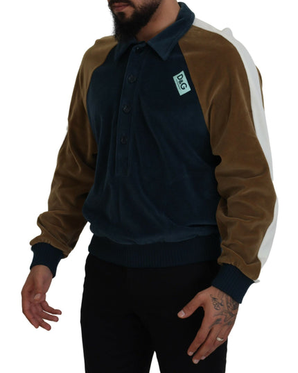 Dolce & Gabbana Multicolor Cotton Collared Pullover Sweater