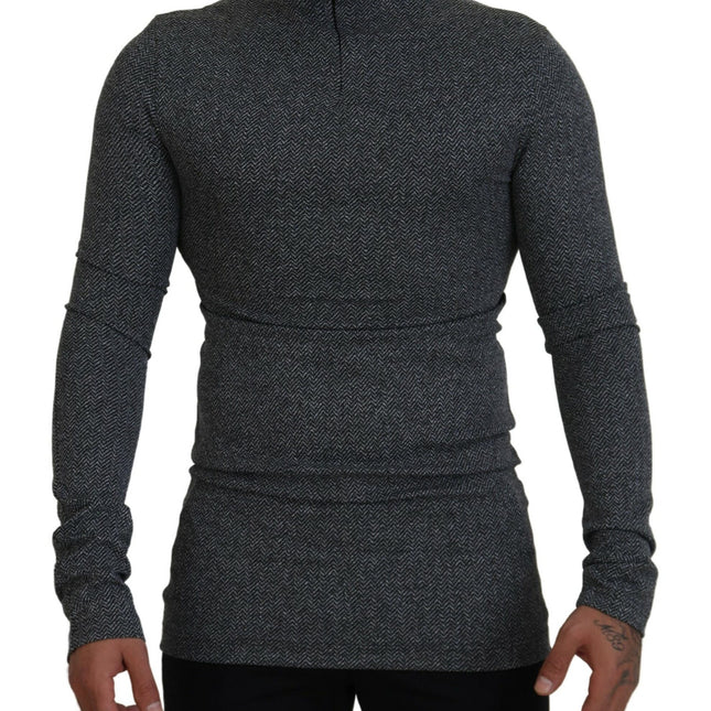 Dolce & Gabbana Dark Gray Nylon Turtleneck Pullover Sweater