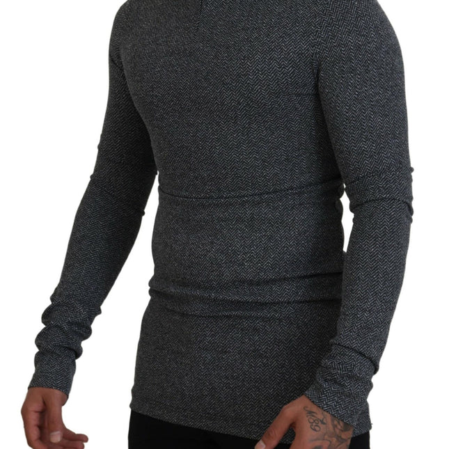 Dolce & Gabbana Dark Gray Nylon Turtleneck Pullover Sweater