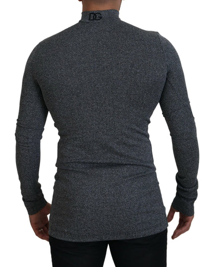 Dolce & Gabbana Dark Gray Nylon Turtleneck Pullover Sweater