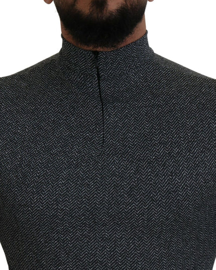 Dolce & Gabbana Dark Gray Nylon Turtleneck Pullover Sweater