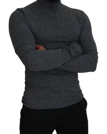 Dolce & Gabbana Dark Gray Nylon Turtleneck Pullover Sweater
