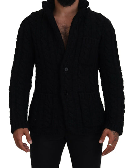 Dolce & Gabbana Black Wool Knit Button Cardigan Sweater