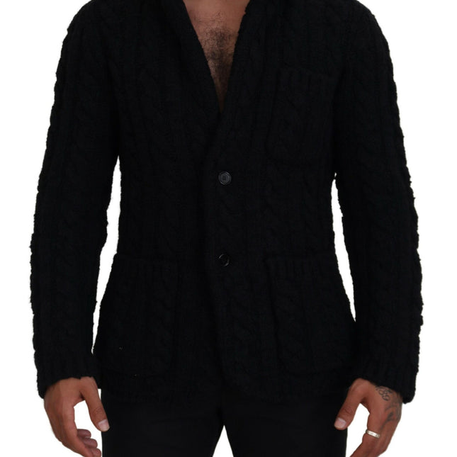Dolce & Gabbana Black Wool Knit Button Cardigan Sweater