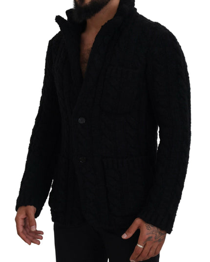 Dolce & Gabbana Black Wool Knit Button Cardigan Sweater