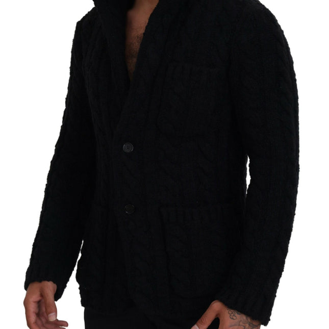 Dolce & Gabbana Black Wool Knit Button Cardigan Sweater