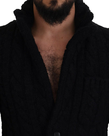 Dolce & Gabbana Black Wool Knit Button Cardigan Sweater