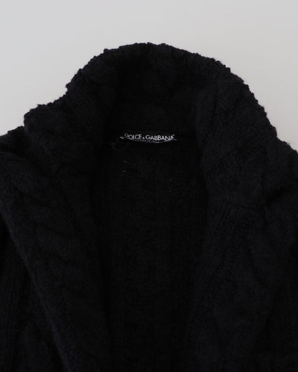 Dolce & Gabbana Black Wool Knit Button Cardigan Sweater