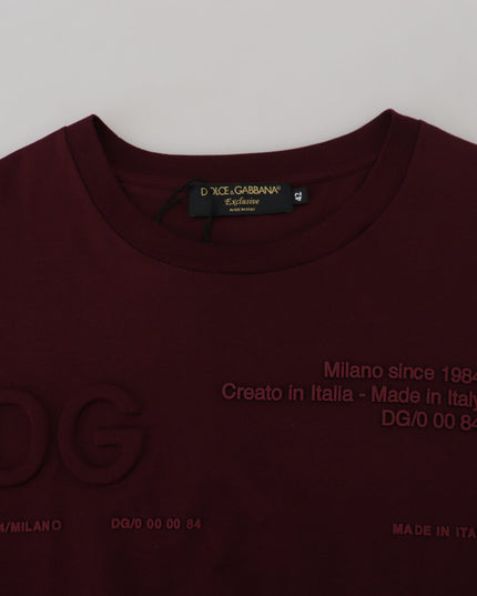 Dolce & Gabbana Maroon Printed Short Sleeves Men T-shirt