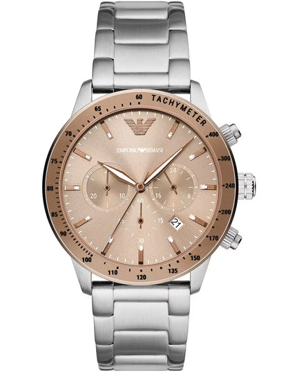 Emporio Armani Bronze and Silver Steel Chronograph Watch
