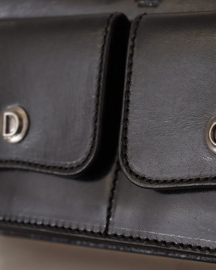 Dolce & Gabbana Black Leather Wristlet Mini Bag Card Bill Wallet