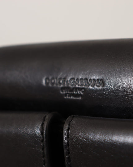 Dolce & Gabbana Black Leather Wristlet Mini Bag Card Bill Wallet