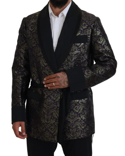 Dolce & Gabbana Gold Purple Baroque Jacket Blazer Robe