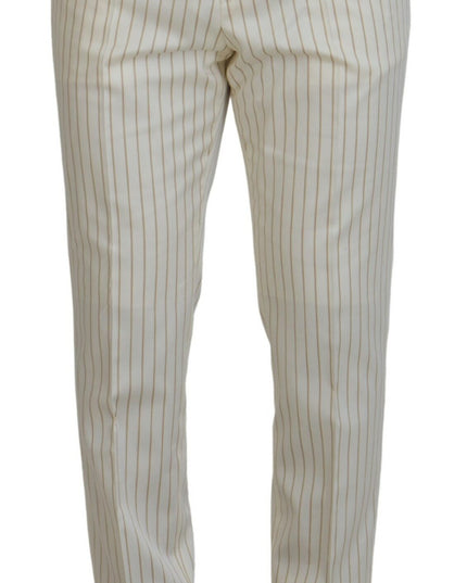 Dolce & Gabbana Off White Gold Striped Tuxedo Slim Fit Suit